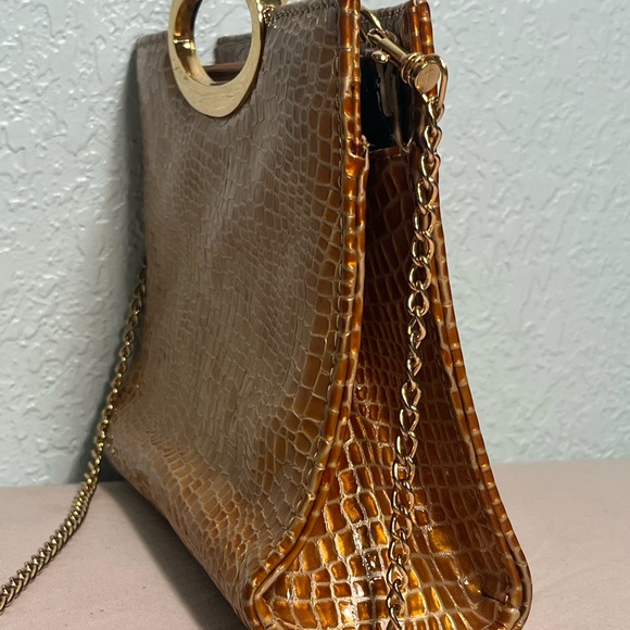 BELLINI Snakeskin Clutch Hand Bag in Yellow Gold - Picture 3 of 10